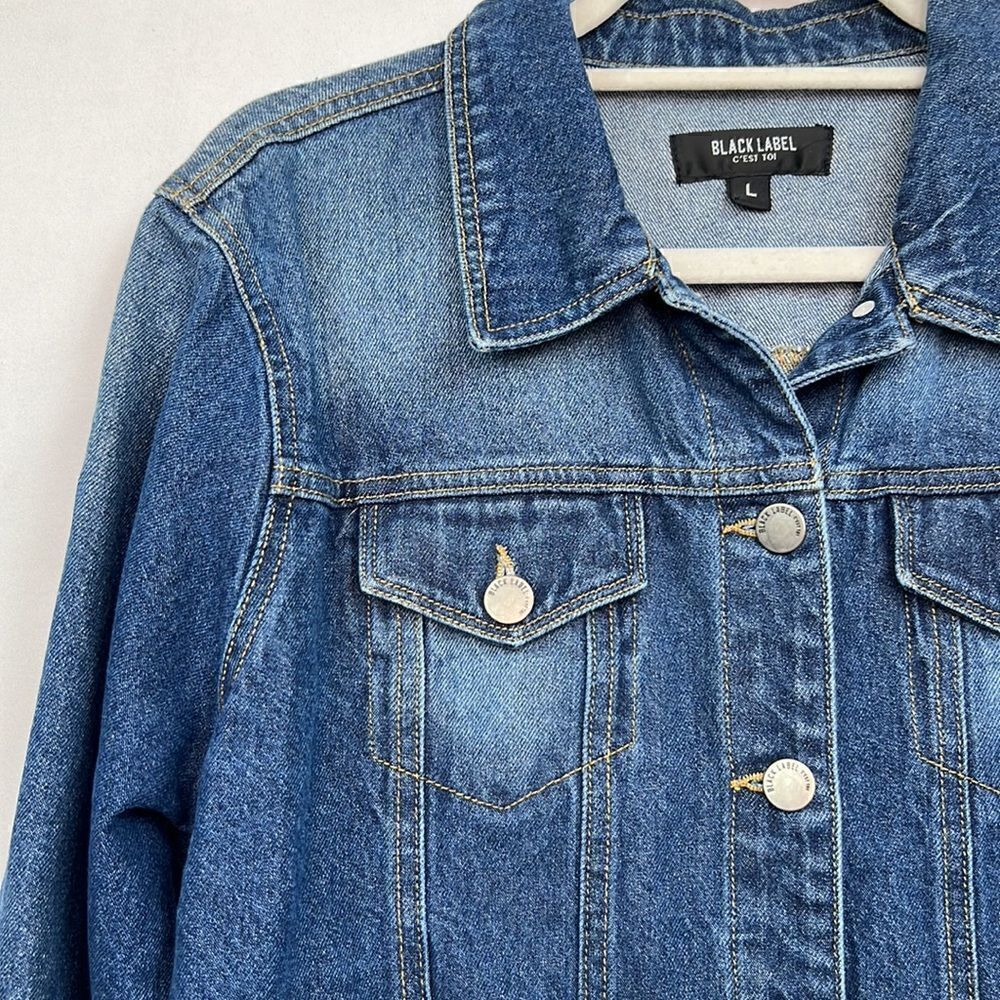 C’est Toi Black Label Blue denim jean jacket cotton size large EUC - Picture 3 of 14